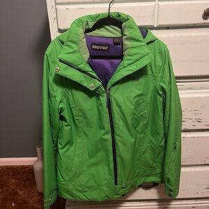Marmot Membrain Women's Vibrant Green Ski Jacket. Size Large.